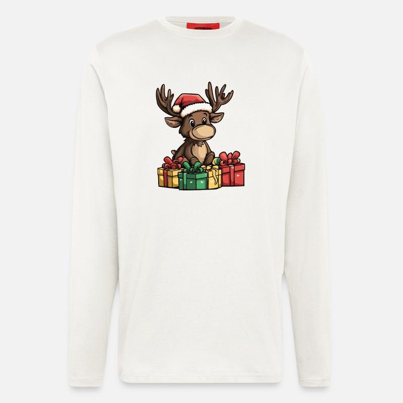 Elch Weihnachten Geschenke - Langarmshirt - made by SPREAD  - OFF WHITE