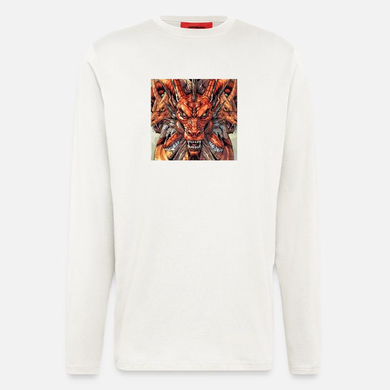 Dreiköpfige Drachen-Fireview - Langarmshirt - made by SPREAD  - OFF WHITE