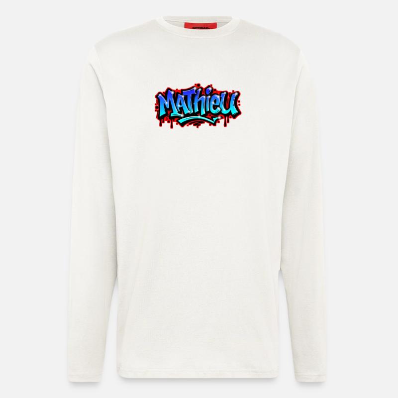 Mathieu Graffitidruckbarer Name Urban Blue - Langarmshirt - made by SPREAD  - OFF WHITE