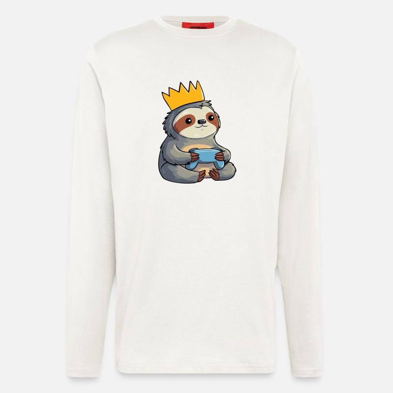 Sloth with crown and controller - Longsleeve - made by SPREAD  - OFF WHITE