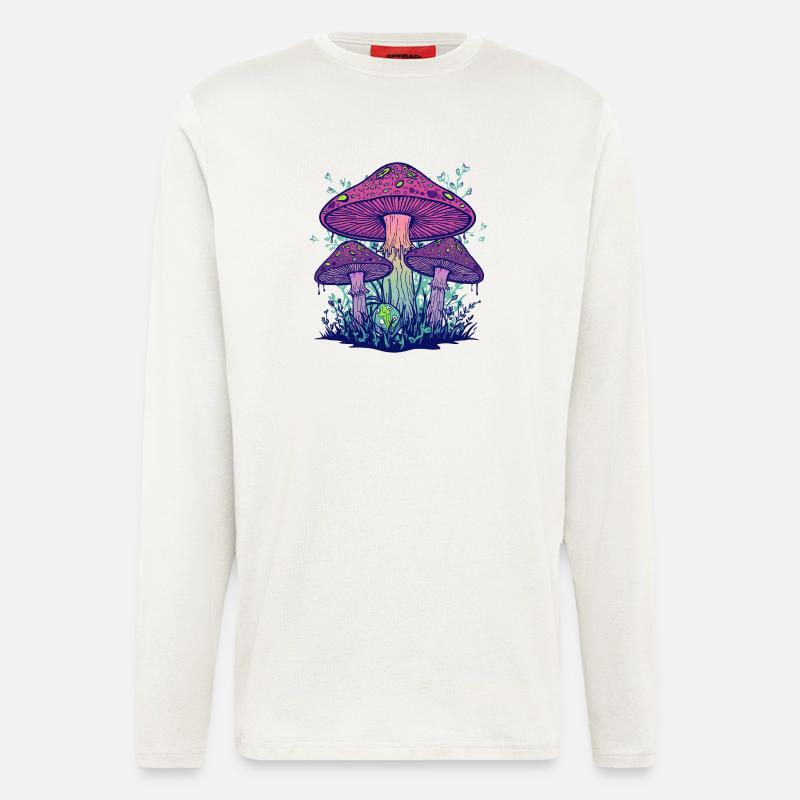 Lila Psychedelische Pilze - Langarmshirt - made by SPREAD  - OFF WHITE