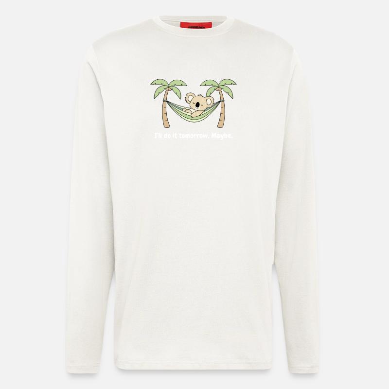 Koala dans les palmiers du hamac - Manches longues bio décontracté fabriqué en UE - OFF WHITE