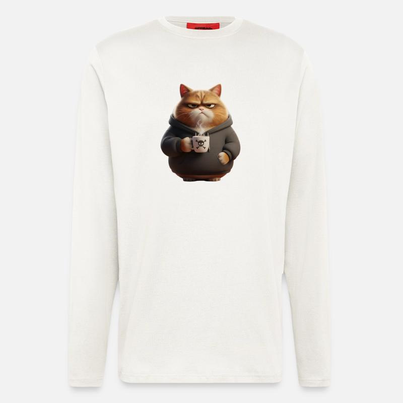 Grim Cat Coffee Morning Grouch - Longsleeve - made by SPREAD - OFF WHITE