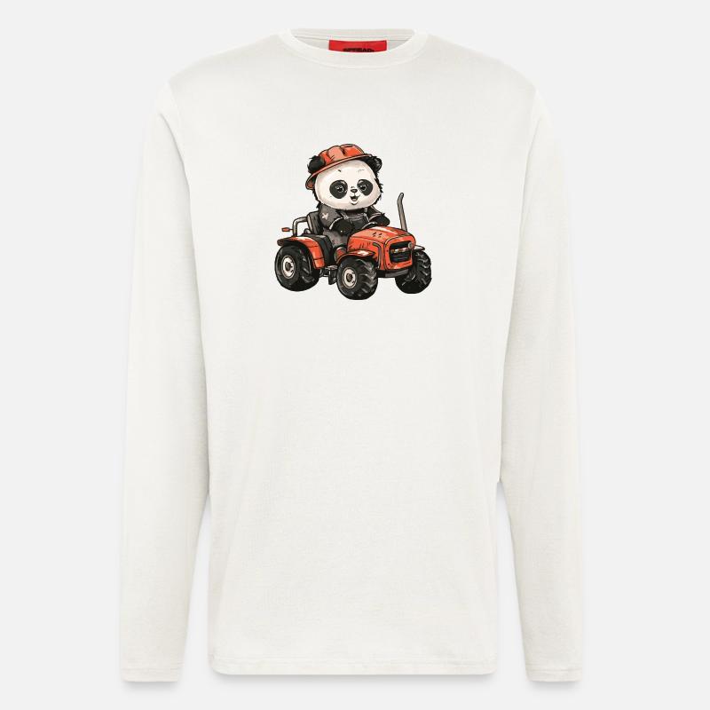Panda Traktor Farmer - Langarmshirt - made by SPREAD  - OFF WHITE