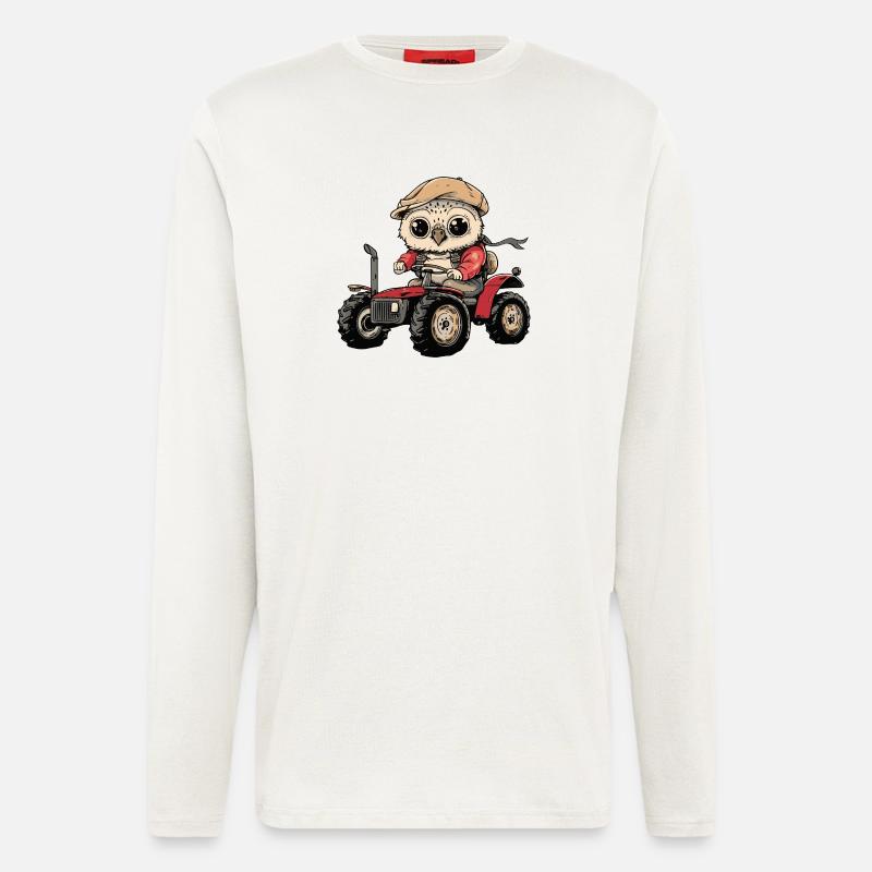 Eule Traktor Farmer - Langarmshirt - made by SPREAD  - OFF WHITE