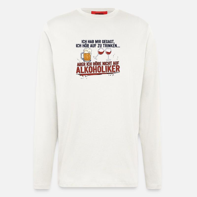 Witziger Trinkspruch mit Bier & Wein - Langarmshirt - made by SPREAD  - OFF WHITE