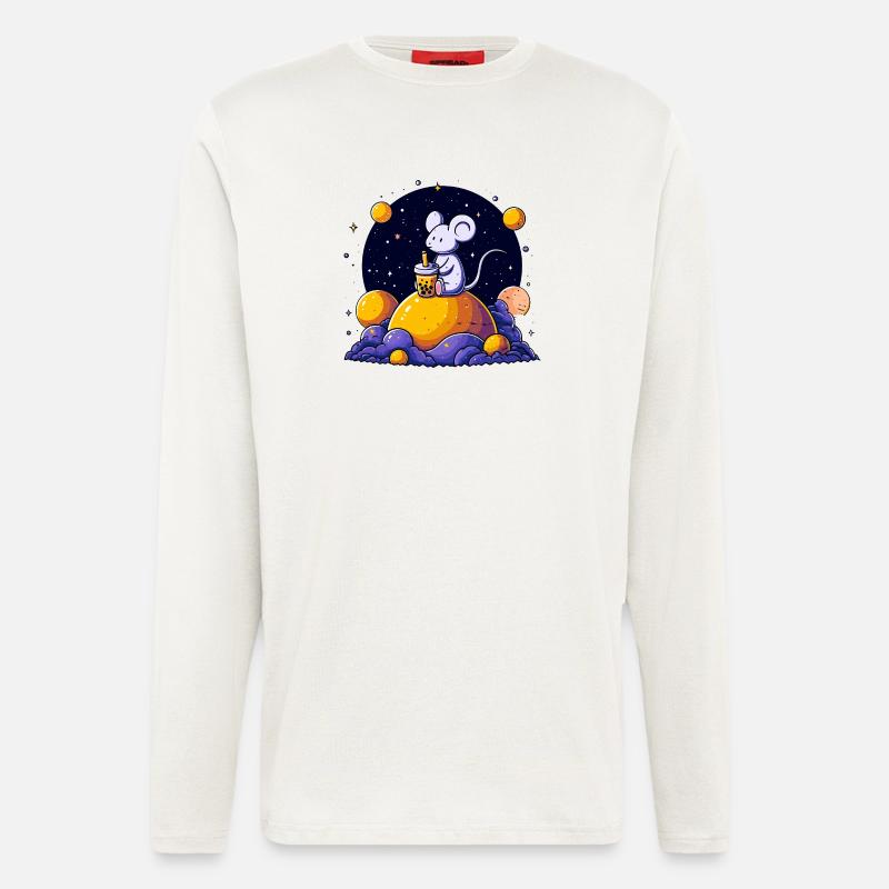 Space Mouse with Bubble Tea - Longsleeve - made by SPREAD  - OFF WHITE
