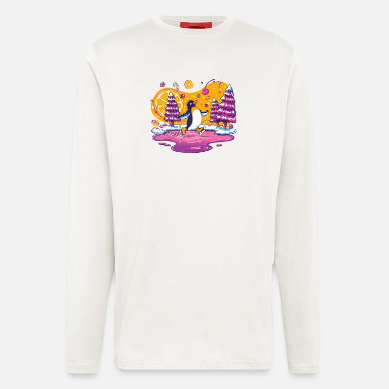 Winterpinguin Skater Farbexplosion - Langarmshirt - made by SPREAD  - OFF WHITE
