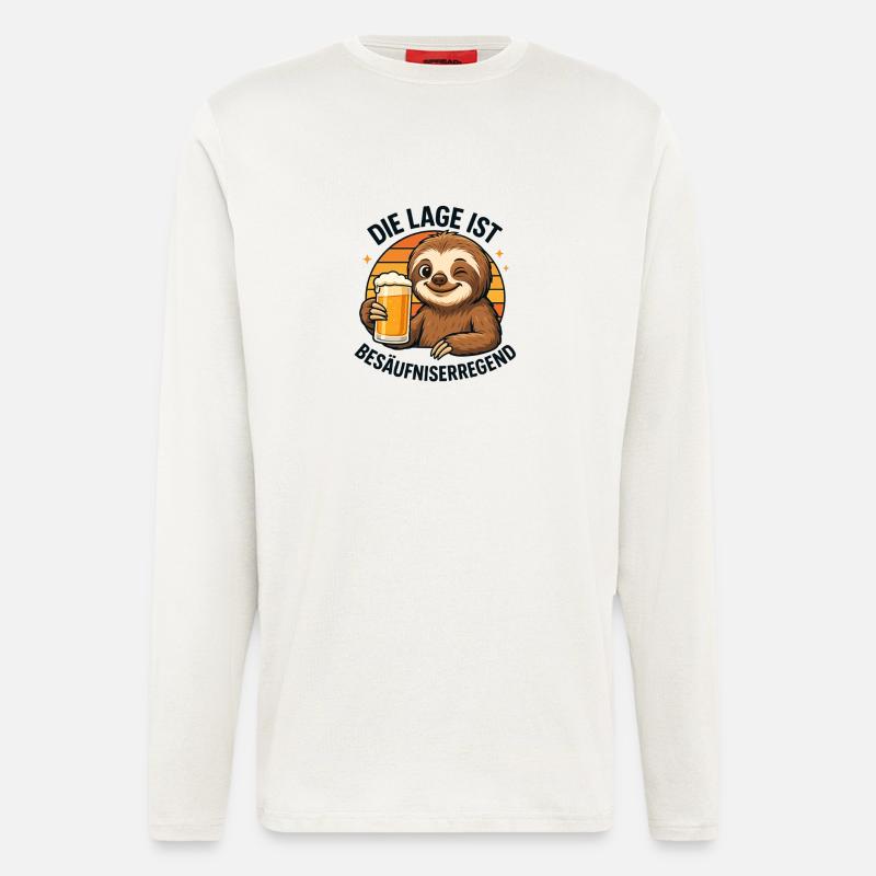 Sloth mit Bier: Besäufniserregende Lage Faultier - Langarmshirt - made by SPREAD  - OFF WHITE