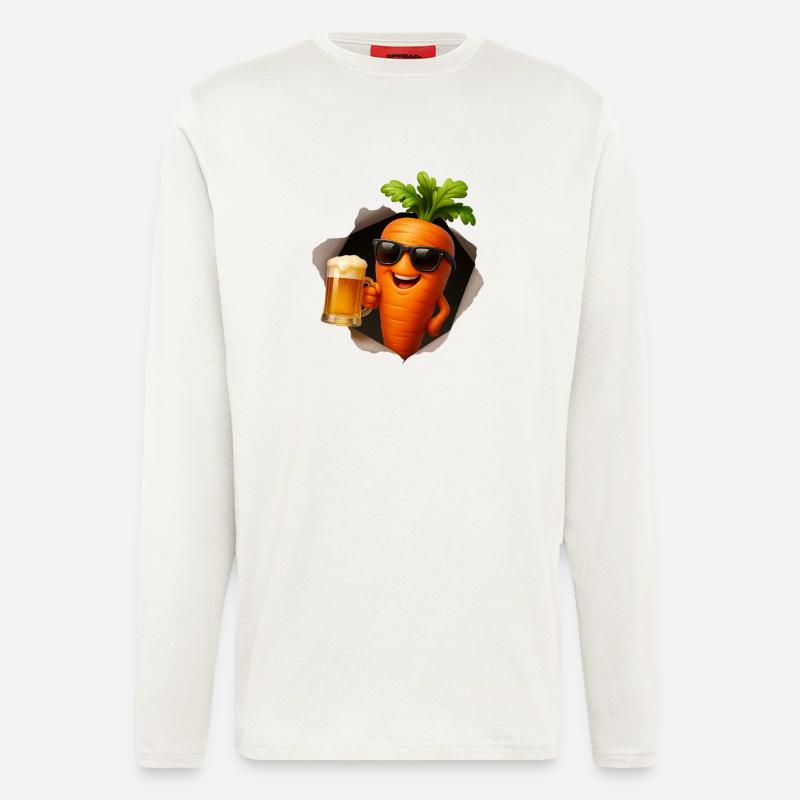 Kernkarotte mit Bier und Sonnenbrille - Langarmshirt - made by SPREAD  - OFF WHITE