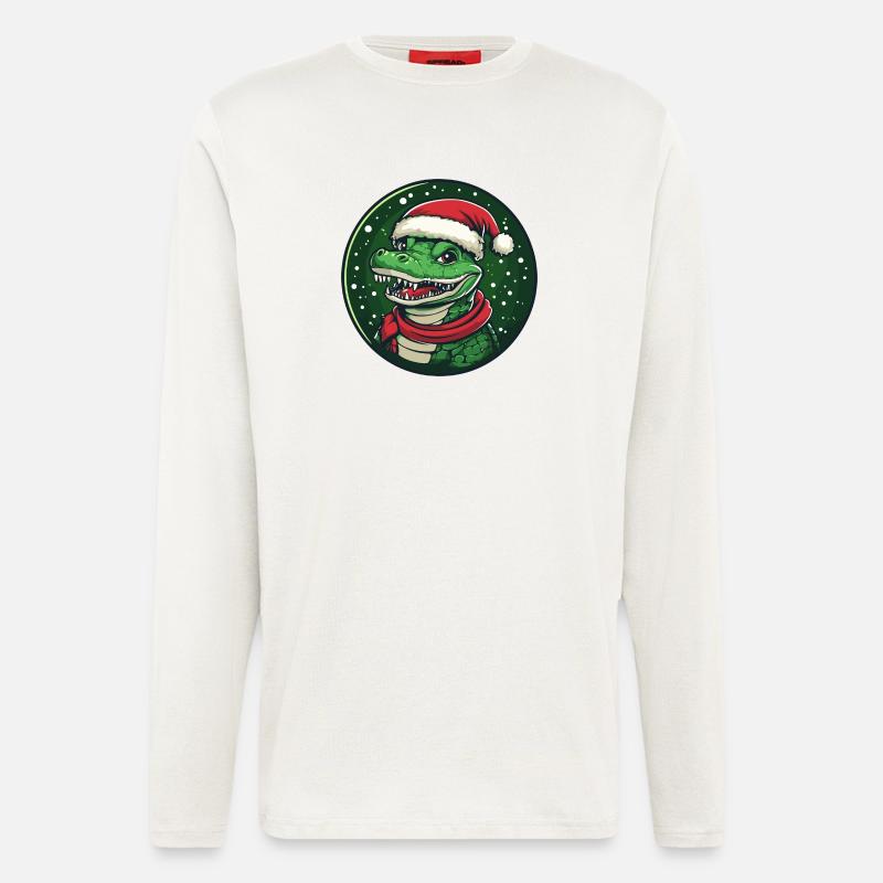 Alligator mit Santa Hut - Langarmshirt - made by SPREAD  - OFF WHITE