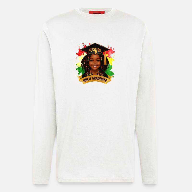 Futur diplômé de l’HBCU – Melanin Pride - Manches longues bio décontracté fabriqué en UE - OFF WHITE
