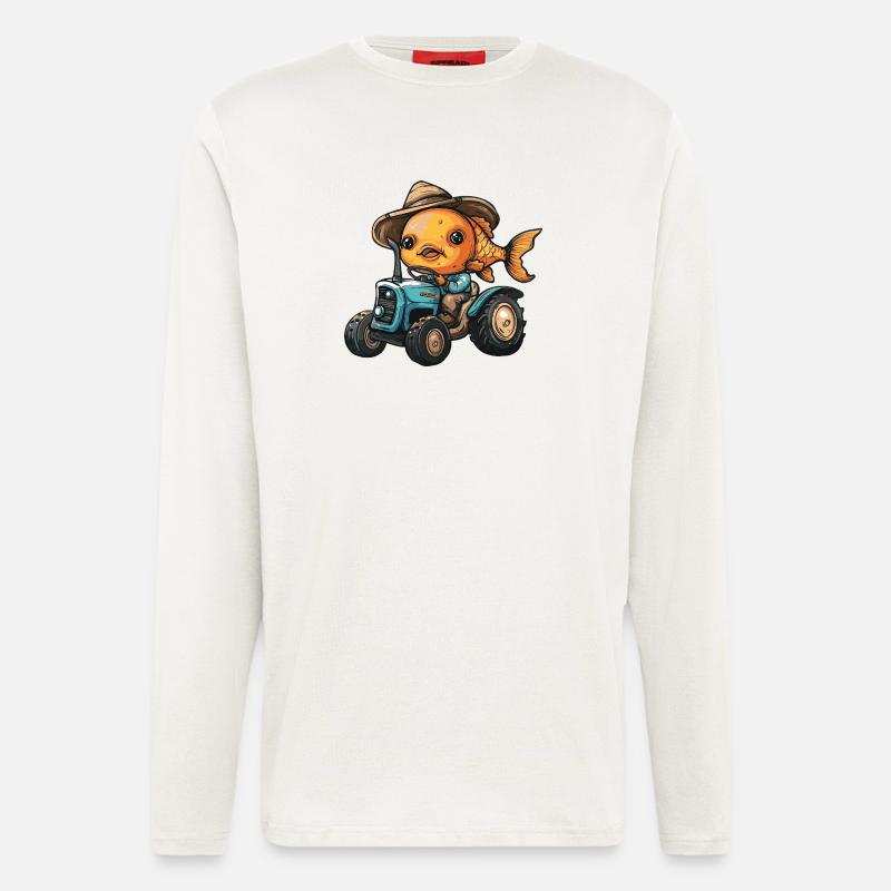 Goldfisch Traktor Farmer - Langarmshirt - made by SPREAD  - OFF WHITE