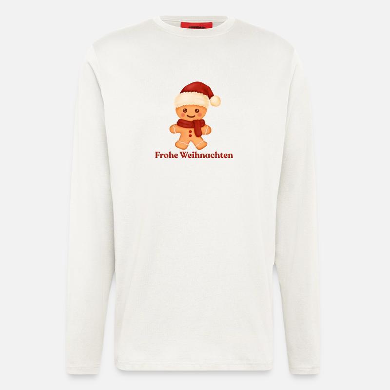 Frohe Weihnachten Lebkuchenmännchen Advent - Langarmshirt - made by SPREAD  - OFF WHITE