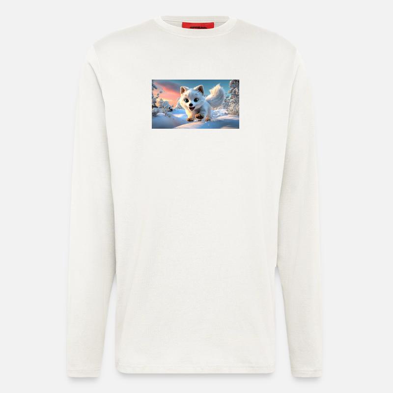 Flying arctic fox in the snow - Longsleeve - made by SPREAD  - OFF WHITE