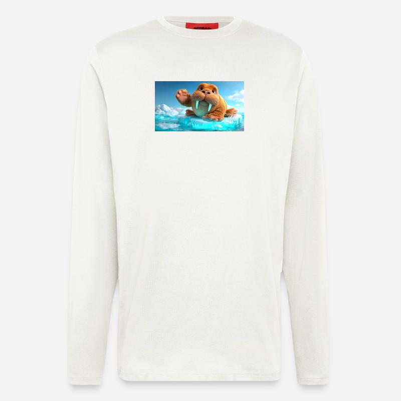 Winkendes Walross auf Eisscholle - Langarmshirt - made by SPREAD  - OFF WHITE