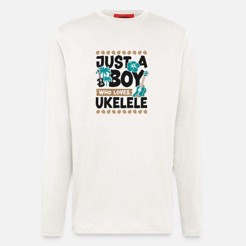 Hawaiian Ukulele Uke Boy Just A - Longsleeve - made by SPREAD  - OFF WHITE