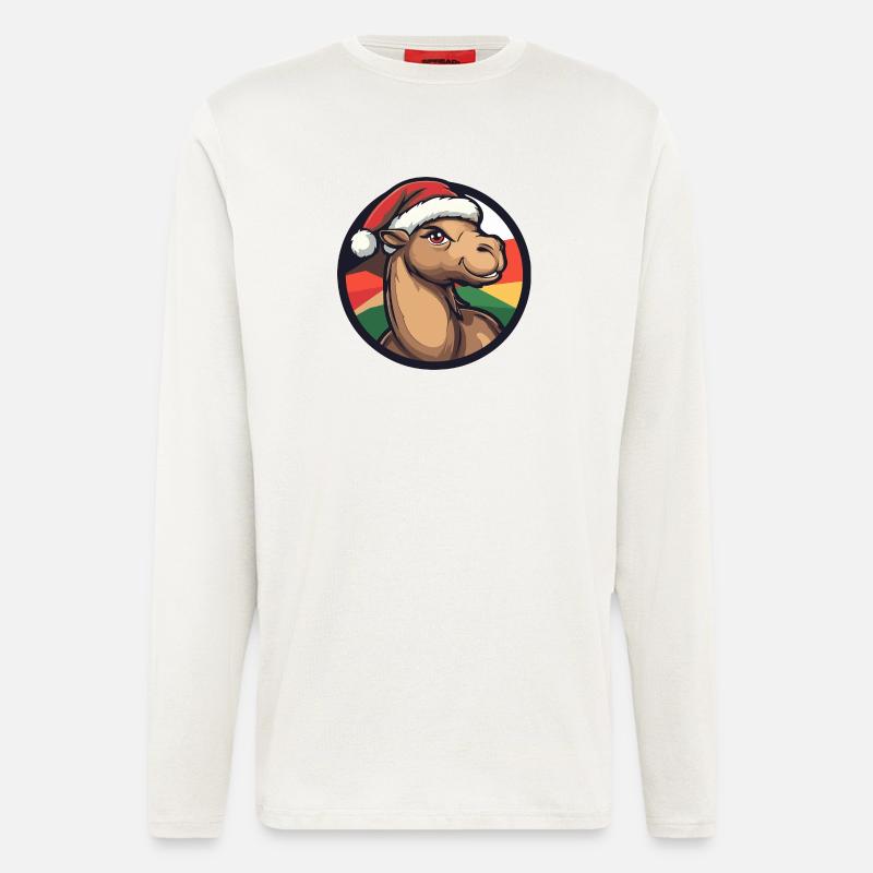 Kamel mit Weihnachtsmütze - Langarmshirt - made by SPREAD  - OFF WHITE