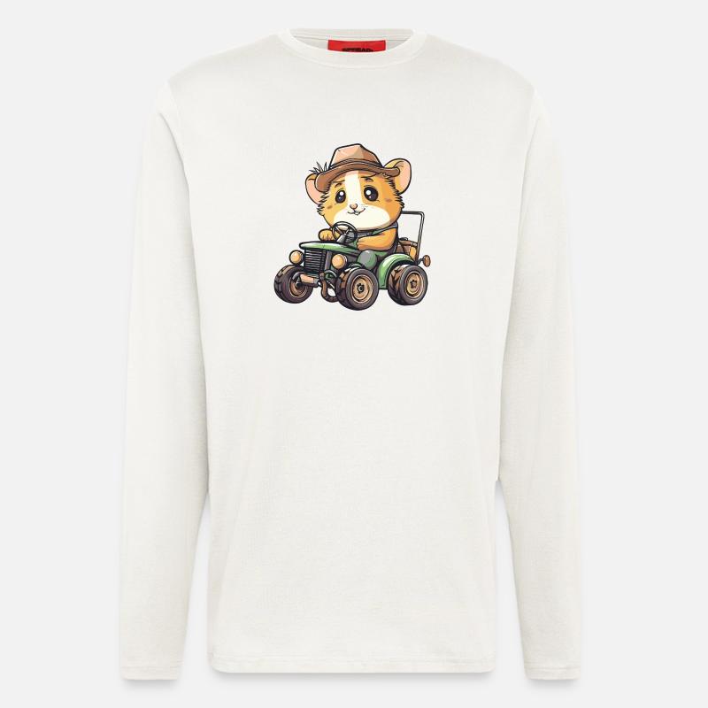 Hamster Traktor Farmer - Langarmshirt - made by SPREAD  - OFF WHITE