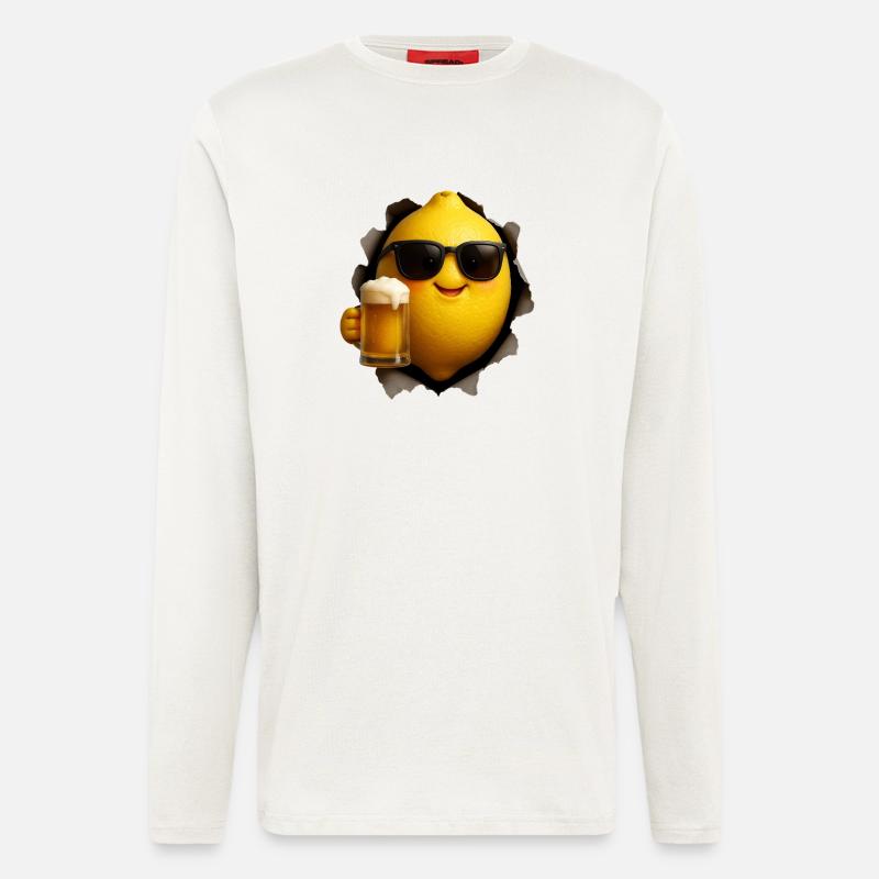 Zitrone Bier Lemon - Langarmshirt - made by SPREAD  - OFF WHITE