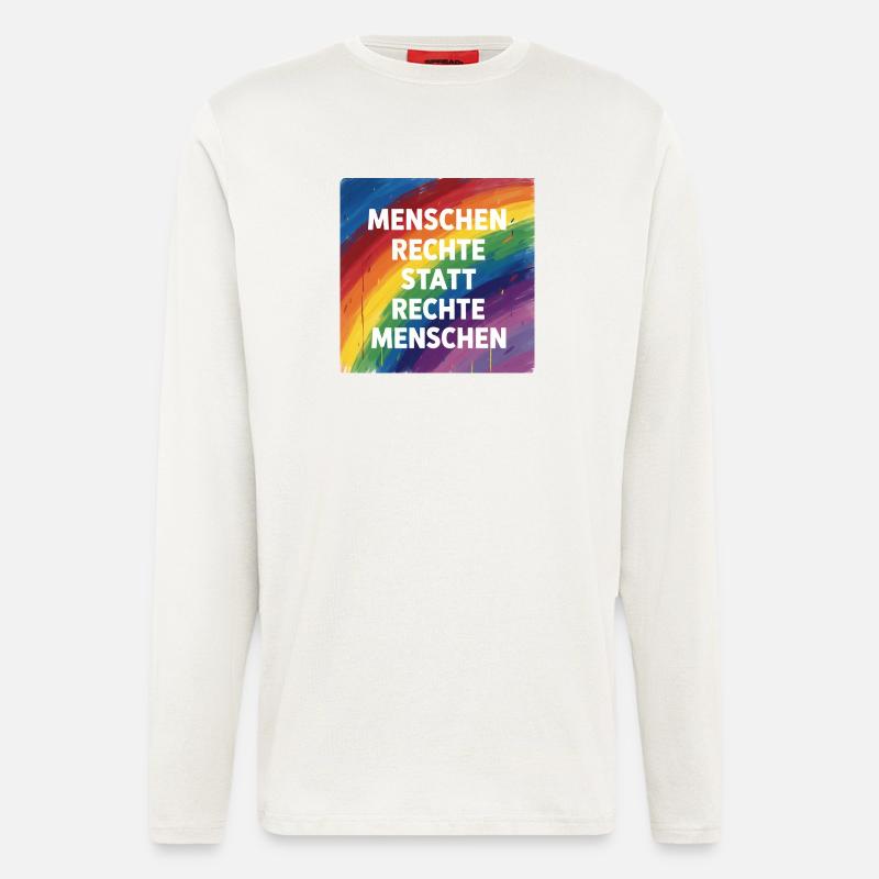 Buntes Menschenrechte statt rechte Menschen - Langarmshirt - made by SPREAD  - OFF WHITE