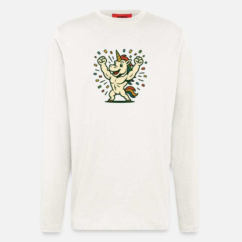 Feier starker Einhorn-Flexing-Partykunst - Langarmshirt - made by SPREAD  - OFF WHITE
