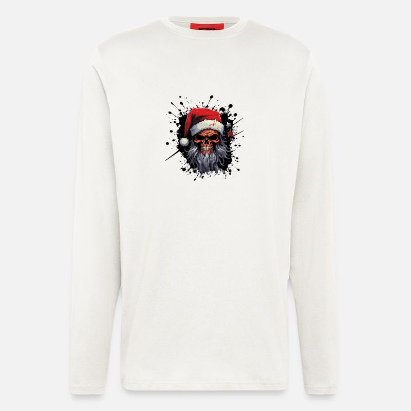 Santas Schädel Gothic Weihnacht - Langarmshirt - made by SPREAD  - OFF WHITE