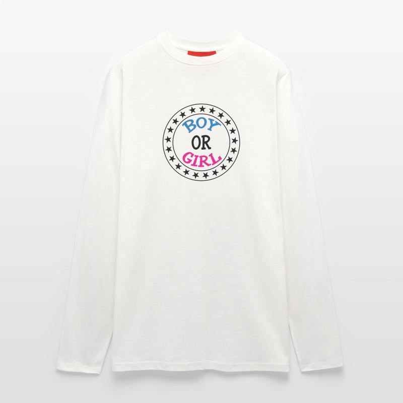 Junge oder Mädchen? Schwangerschaftsgeburt Schwanger Langarmshirt - made by SPREAD 