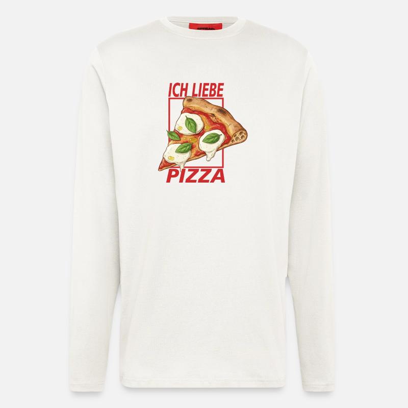 J’adore la pizza - Manches longues bio décontracté fabriqué en UE - OFF WHITE