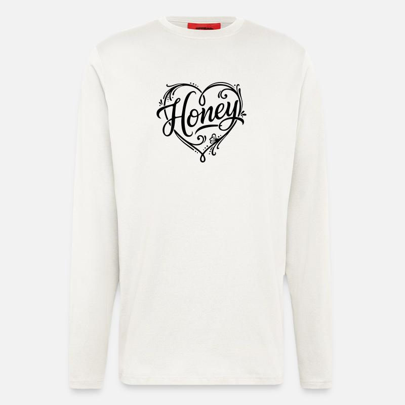 Calligraphy Design Honey Tattoo-style - Langarmshirt - made by SPREAD  - OFF WHITE