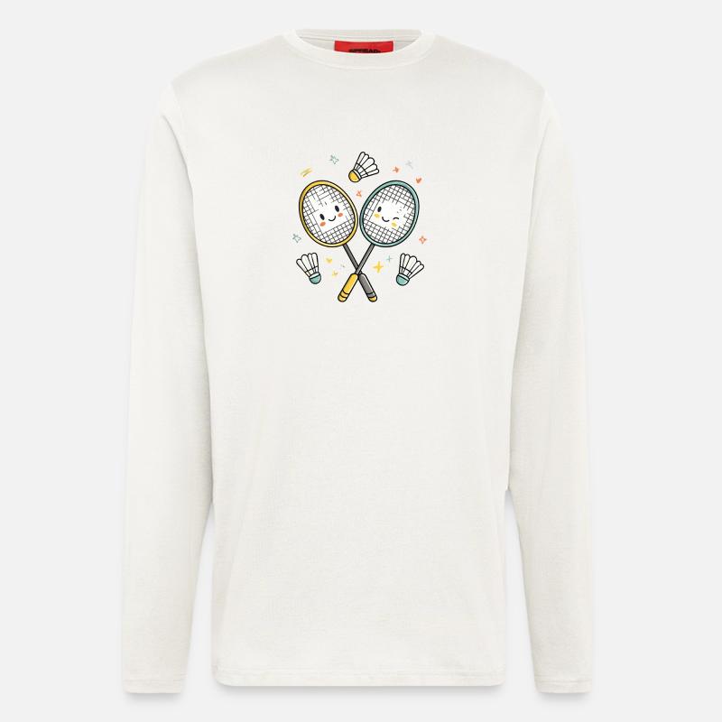 Lachende Badmintonfreunde - Langarmshirt - made by SPREAD  - OFF WHITE