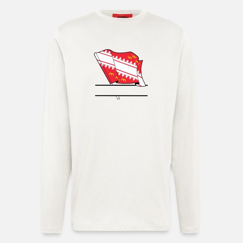 Drapeau d’Alsace avec boîte de texte - Manches longues bio décontracté fabriqué en UE - OFF WHITE