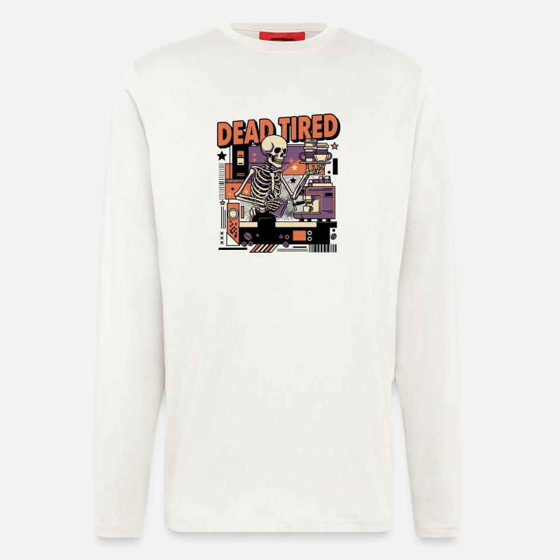 Dead tired coffee skeleton kitchen setting - Longsleeve - made by SPREAD - OFF WHITE