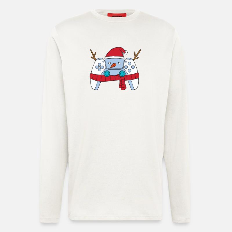 Schneemann-Videospiel-Controller Weihnachts-Gamer - Langarmshirt - made by SPREAD  - OFF WHITE