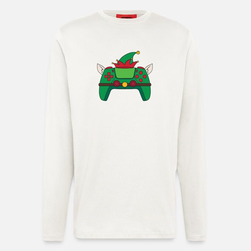 Elf Videospiel-Controller Weihnachts-Gamer-Elf - Langarmshirt - made by SPREAD  - OFF WHITE