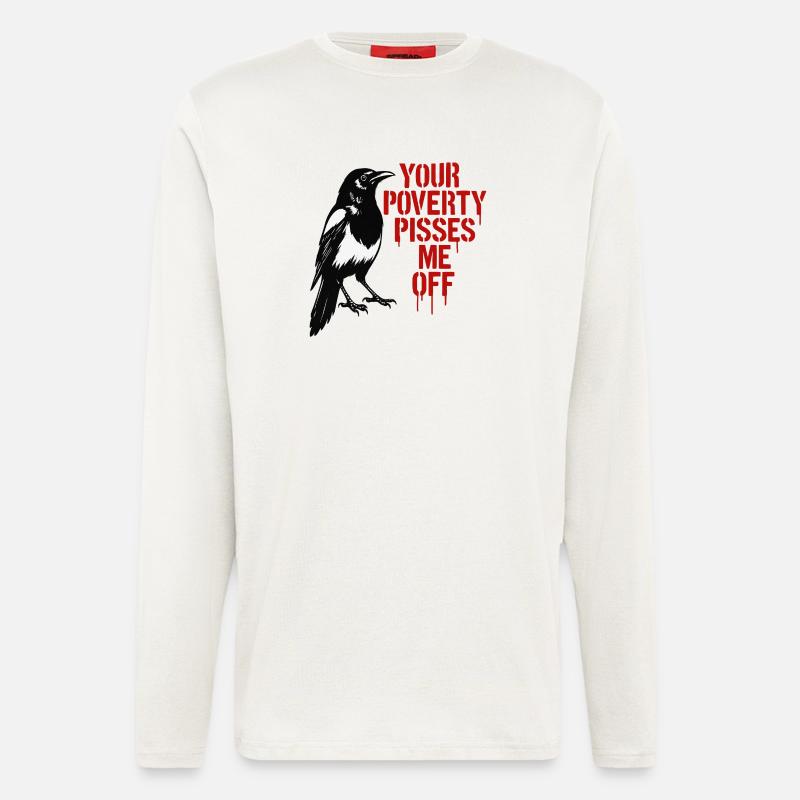 Elster mit rotem Tropftext - Langarmshirt - made by SPREAD  - OFF WHITE