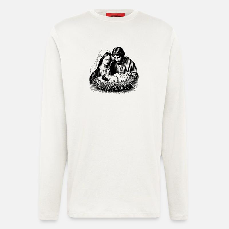 Weihnachtskrippe mit der Sagrada Familia - Langarmshirt - made by SPREAD  - OFF WHITE