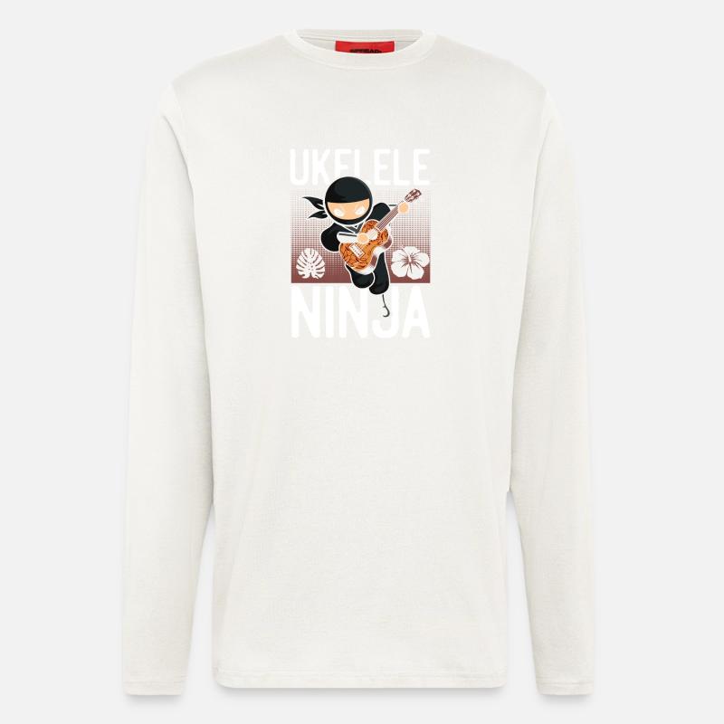Hawaiian Ukulele Uke Ninja Ukulele - Longsleeve - made by SPREAD  - OFF WHITE