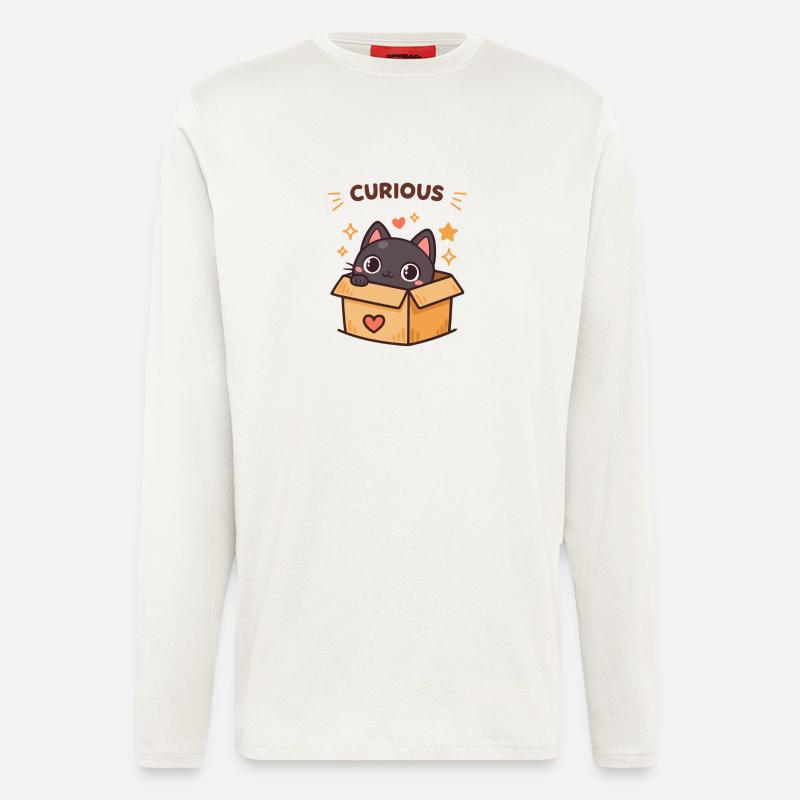 Neugierige Katze in einer Kiste - Langarmshirt - made by SPREAD - OFF WHITE