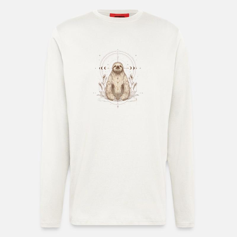 Faultier mit Mondphasen im Boho Stil - Langarmshirt - made by SPREAD  - OFF WHITE