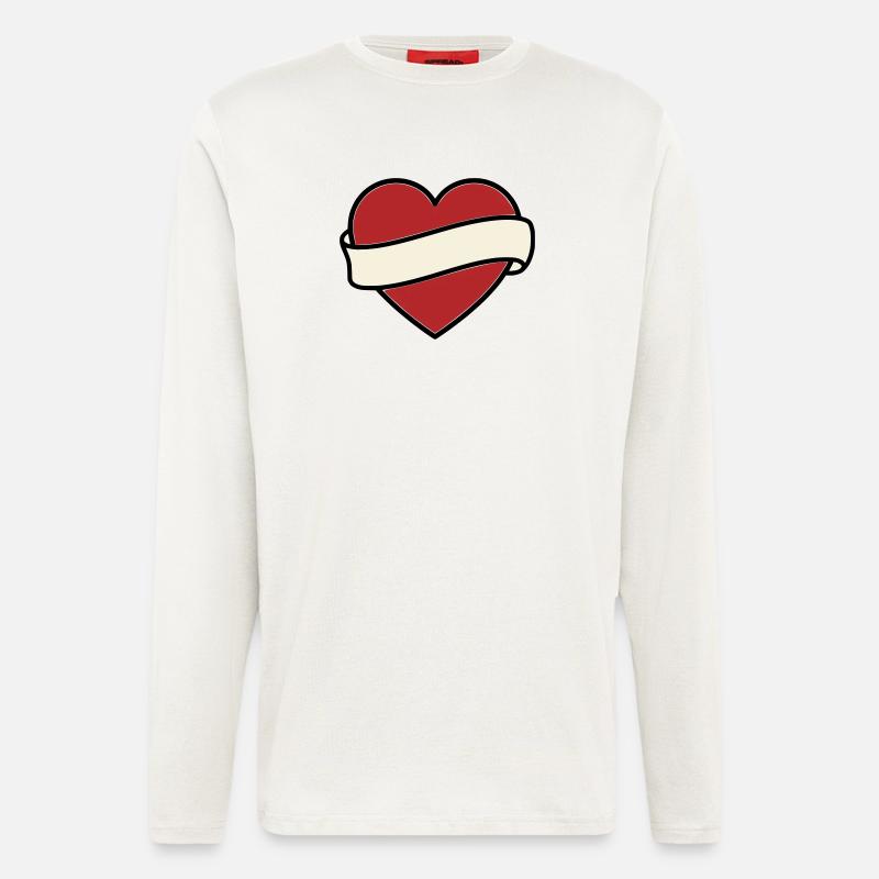 Tattoo Heart Banner Scroll Vector - Longsleeve - made by SPREAD  - OFF WHITE