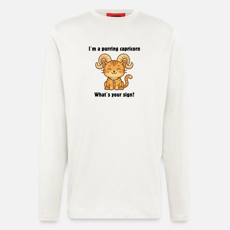 Süße Steinbock Katze – Sternzeichen mit Charme - Langarmshirt - made by SPREAD  - OFF WHITE