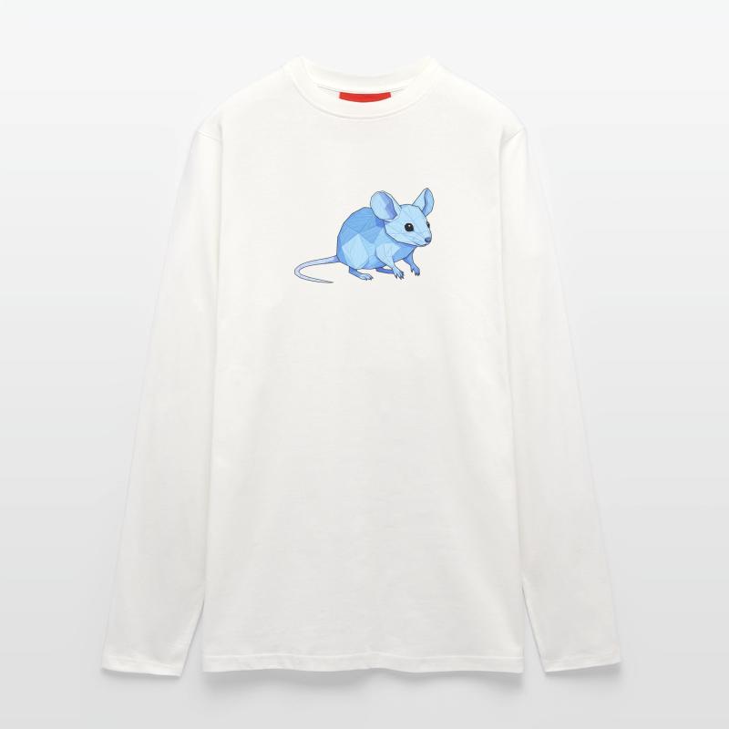 Blauer Low-Poly Maus Langarmshirt - made by SPREAD 