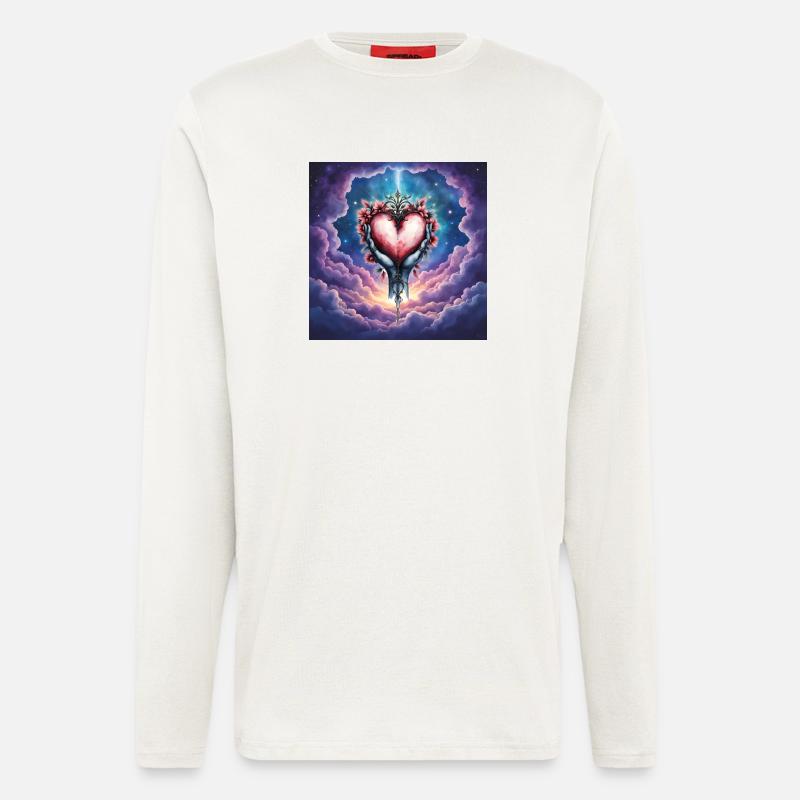 Ätherische Hände halten ein blumiges Herz - Langarmshirt - made by SPREAD  - OFF WHITE