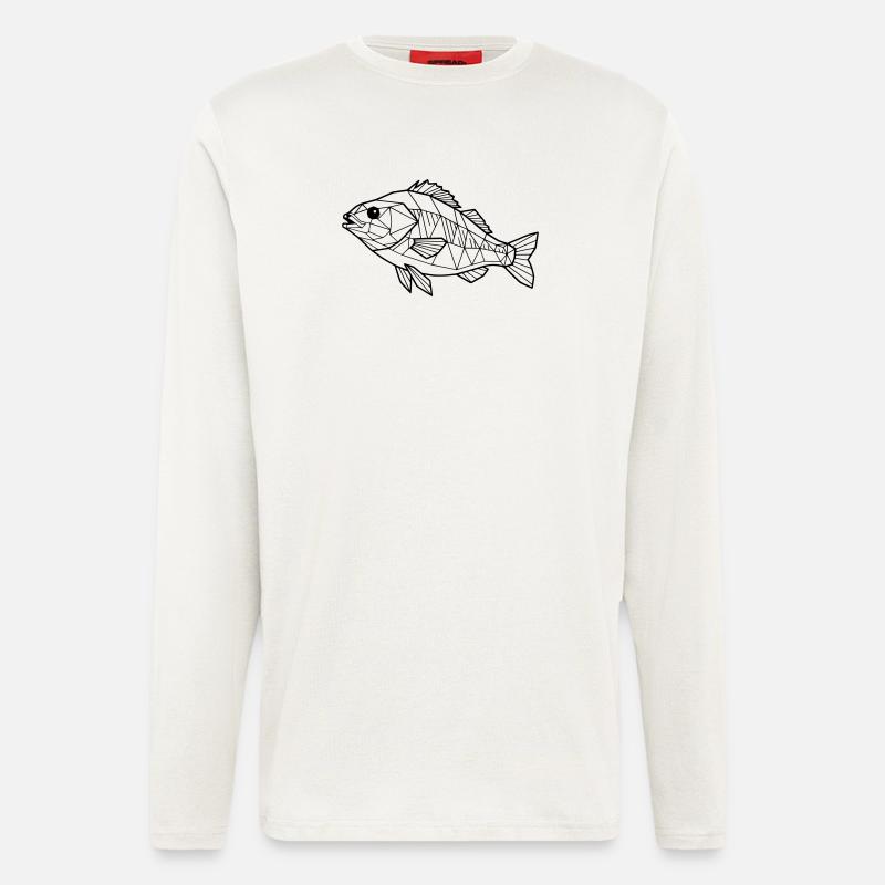 Geometrischer Flussbarsch Low Poly - Langarmshirt - made by SPREAD  - OFF WHITE