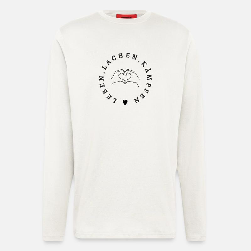 Leben Lachen Kämpfen – Starkes Statement Design - Langarmshirt - made by SPREAD  - OFF WHITE