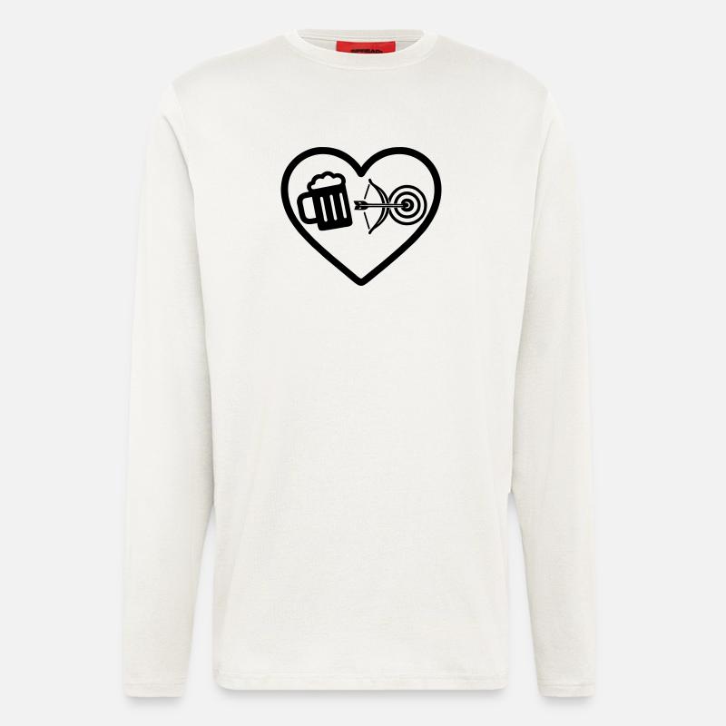 Heart Beer Bogenschießen Humor - Langarmshirt - made by SPREAD - OFF WHITE