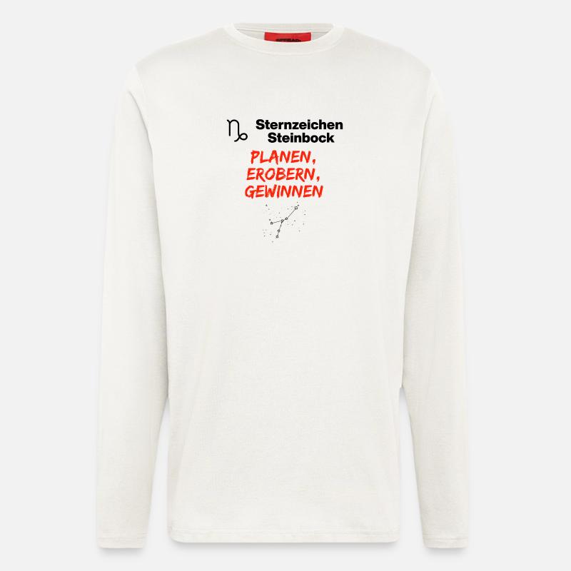 Sternzeichen Steinbock – Planen, Erobern, Gewinnen - Langarmshirt - made by SPREAD  - OFF WHITE