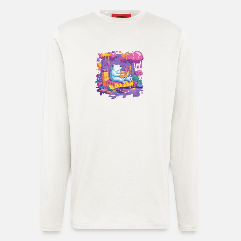 Bunter Bärenlese im Farbfluss - Langarmshirt - made by SPREAD  - OFF WHITE