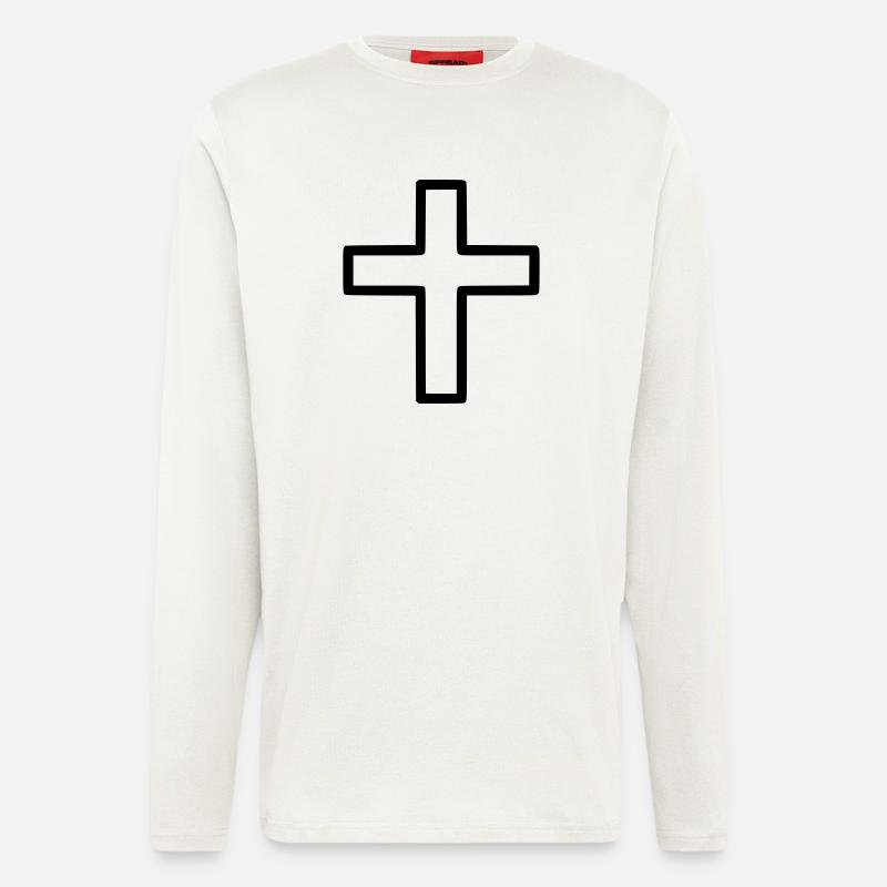 Dickes Kreuz Outline Comic Symbol - Langarmshirt - made by SPREAD  - OFF WHITE